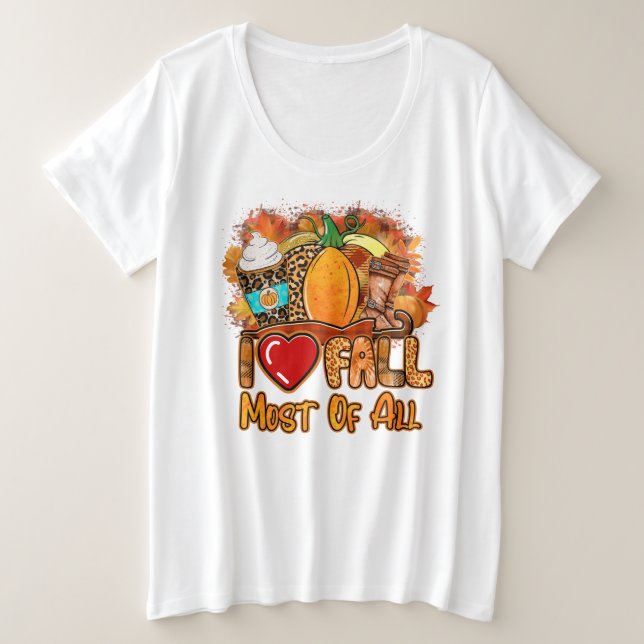 Love Fall Autumn Customise Plus Size T-Shirt (Design Front)