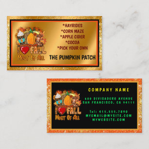 Love Fall Autumn Customise Text and Colour Business Card