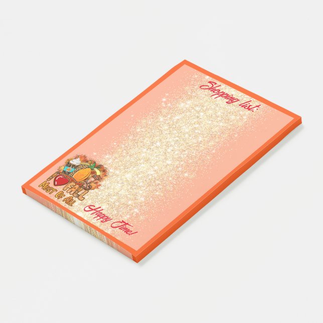 Love Fall Autumn Customise Text and Colour Post-it Notes (Angled)