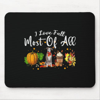Love Fall Most Of All Pumpkin Greyhound Autumn Sea Mouse Pad