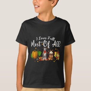 Love Fall Most Of All Pumpkin Greyhound Autumn Sea T-Shirt