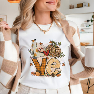 Love fall pumpkin art favourite fall girly T-Shirt