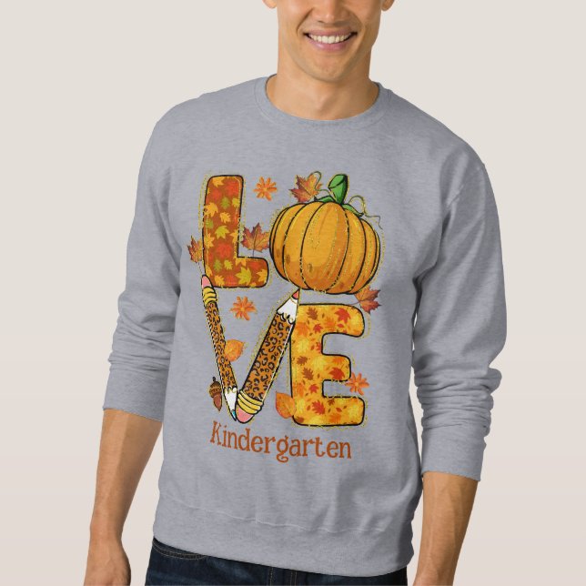 LOVE Fall Teacher, fall leaves, Animal print Sweatshirt (Front)