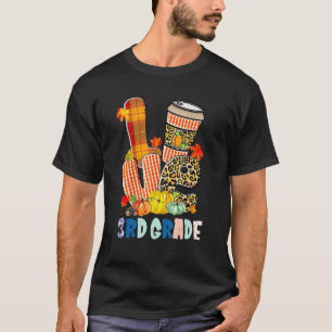 Love Fall Y'all Autumn 3rd Grade Teacher Leopard T-Shirt