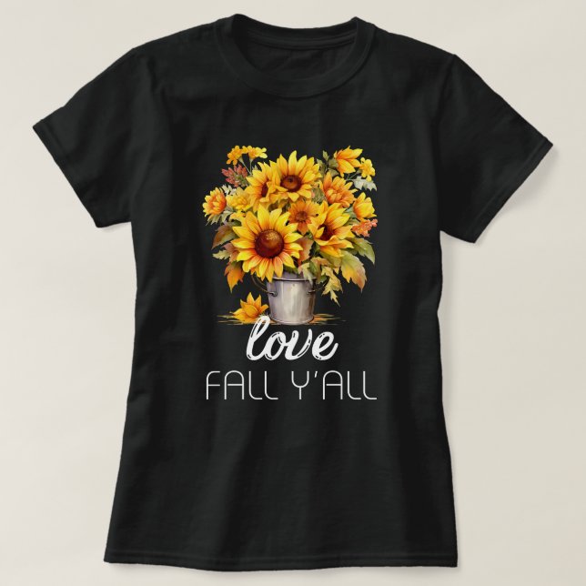 Love Fall Y'all | Autumn Leaves | Cute Fall  T-Shirt (Design Front)
