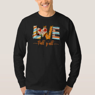 Love Fall Y'All Leopard Fall Pumpkin Thanksgiving T-Shirt