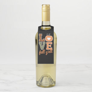 Love Fall Y'All Leopard Print Fall Thanksgiving  Bottle Tag