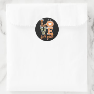 Love Fall Y'All Leopard Print Fall Thanksgiving Classic Round Sticker