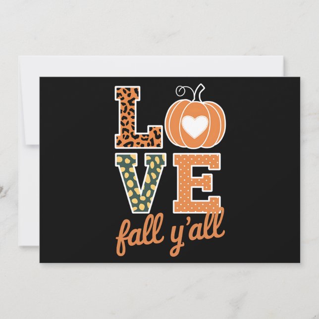 Love Fall Y'All Leopard Print Fall Thanksgiving  Holiday Card (Front)