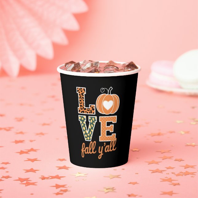 Love Fall Y'All Leopard Print Fall Thanksgiving  Paper Cups (Insitu)