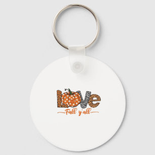 LOVE Fall Y'all  Leopard Print Pumpkin  Trendy Aut Key Ring