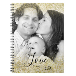 Love Family Faux Gold Glitter Dust Notebook