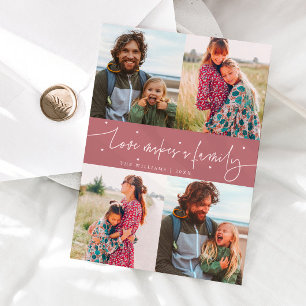 Love Family Pink Valentines Day Photo Holiday Card