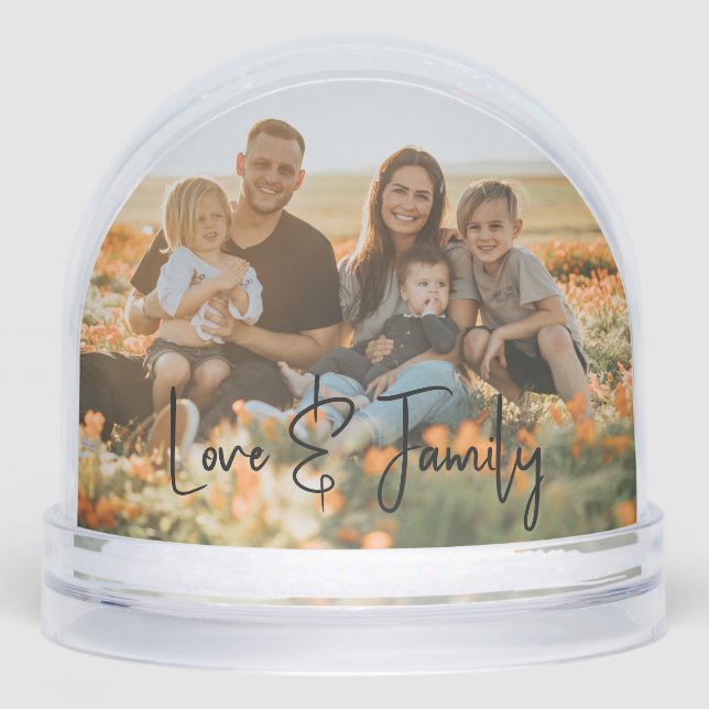 Love & Family Simple Modern Photo Template Custom Snowglobe (Front)
