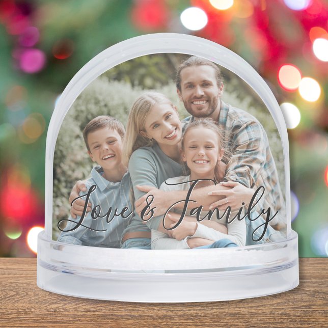 Love & Family Simple Modern Photo Template Custom Snowglobe (Creator Uploaded)