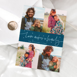Love Family Teal Valentines Day Photo Holiday Card