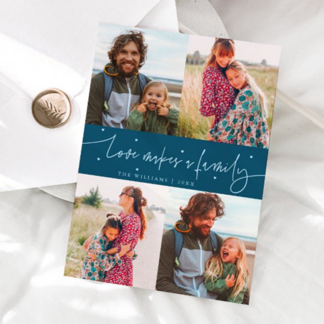 Love Family Teal Valentines Day Photo Holiday Card (Creator Uploaded)