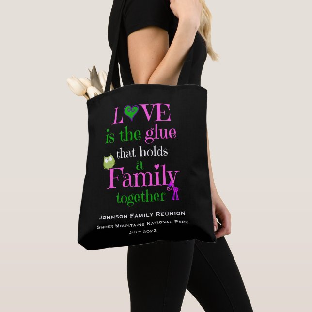 LOVE FAMILY TOGETHER, Personalised Reunion Tote Bag (Close Up)