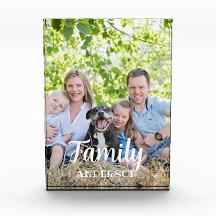 Love Family White Script Custom Vertical Photo Block