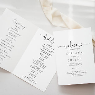Love Fancy Script Folded Wedding Program Programme