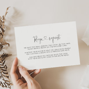 Love Fancy Script Wedding Recipe Request Enclosure Card