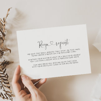 Love Fancy Script Wedding Recipe Request Enclosure Card