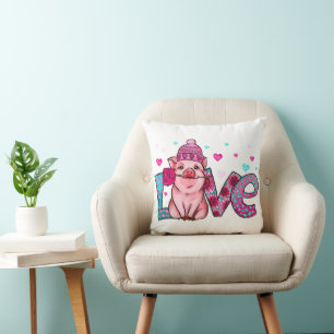 Love farm animals, love piggy, animal love cushion