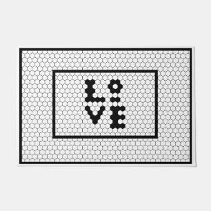 Love Farmhouse Black and White Tile Design Doormat