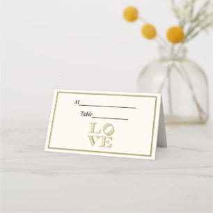 LOVE Faux Gold Escort Place Cards Ivory BG