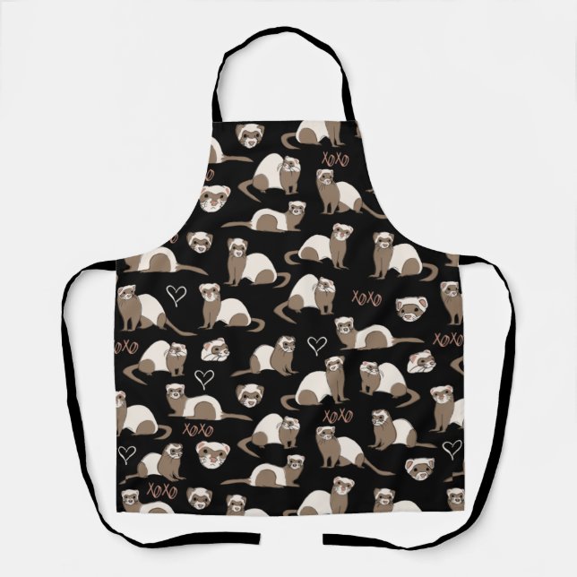 Love Ferrets - Black Apron (Front)
