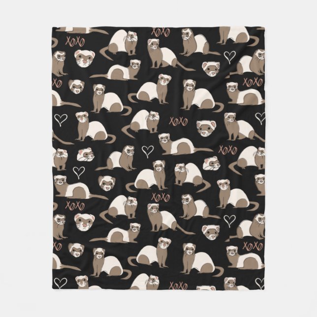 Love Ferrets - Black Fleece Blanket (Front)