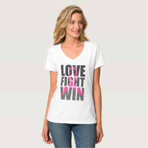 LOVE FIGTH WIN Breast Cancer Survivor T-Shirt