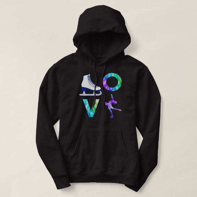 Love Figure Skating Ice Skater Girls Hoodie (Design Front)