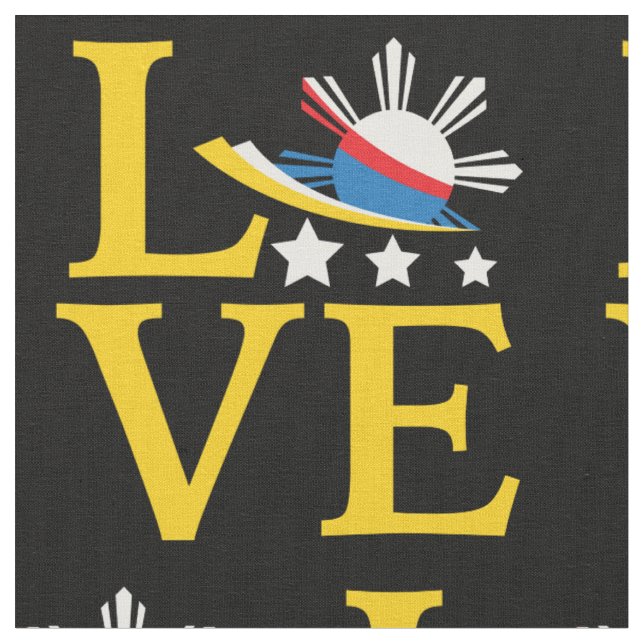 Love - Filipino Flag Typography Art Fabric (Close Up)