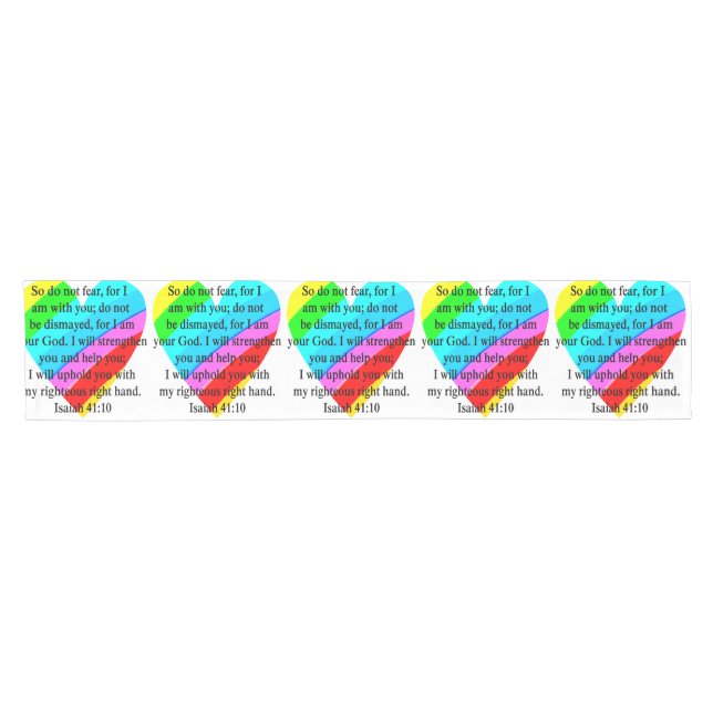 LOVE FILLED ISAIAH 41:10 DESIGN SHORT TABLE RUNNER (Horizontal)