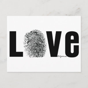 Love Fingerprint Black and White Postcard