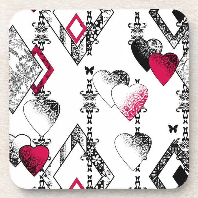 Love, fishnet, patchwork coaster (Front)