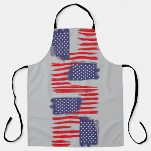 LOVE FLAG USA/USA TEXT BRUSH STROKE BY MASANSER P APRON