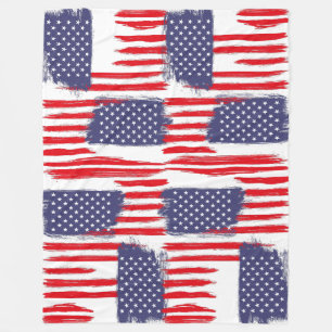 LOVE FLAG USA/USA TEXT BRUSH STROKE BY MASANSER P FLEECE BLANKET