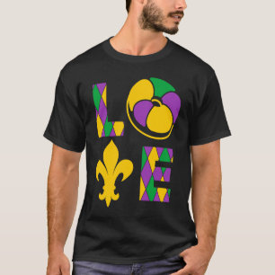 LOVE Fleur de Lis Mardi Gras Costume Masquerade Sh T-Shirt
