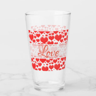 Love Floating Red Valentine's Day Hearts Pattern Glass