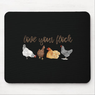 Love Flock Chicken Hen Watercolor Farm House Mama Mouse Pad