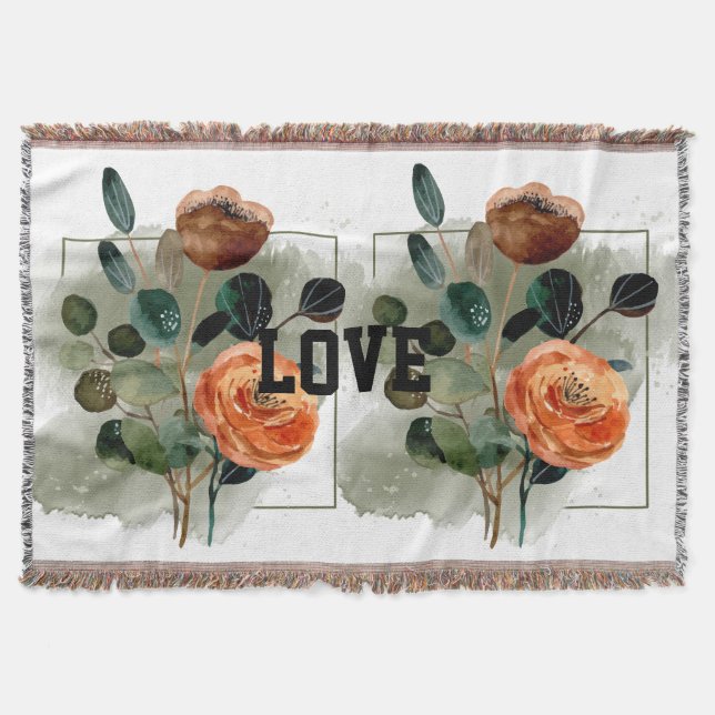 Love Floral Typography  Throw Blanket (Front)