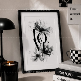 Love Floral Wall Art Poster | Botanical Typography
