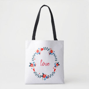 Love Floral Wreath Tote Bag