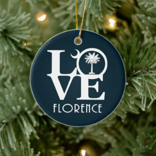 LOVE Florence, South Carolina Ceramic Tree Decoration