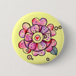 Love Flower 6 Cm Round Badge