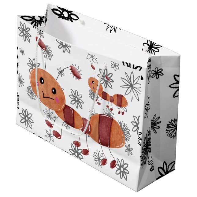Love flower and ant. large gift bag (Front Angled)