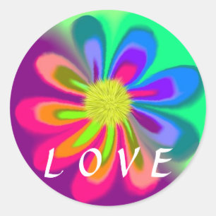 Love Flower Classic Round Sticker