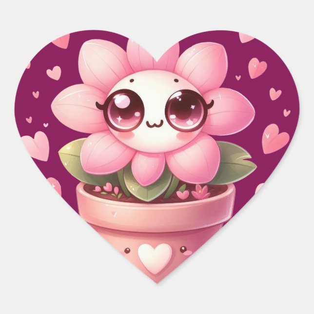 Love Flower Heart Sticker  (Front)